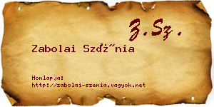 Zabolai Szénia névjegykártya